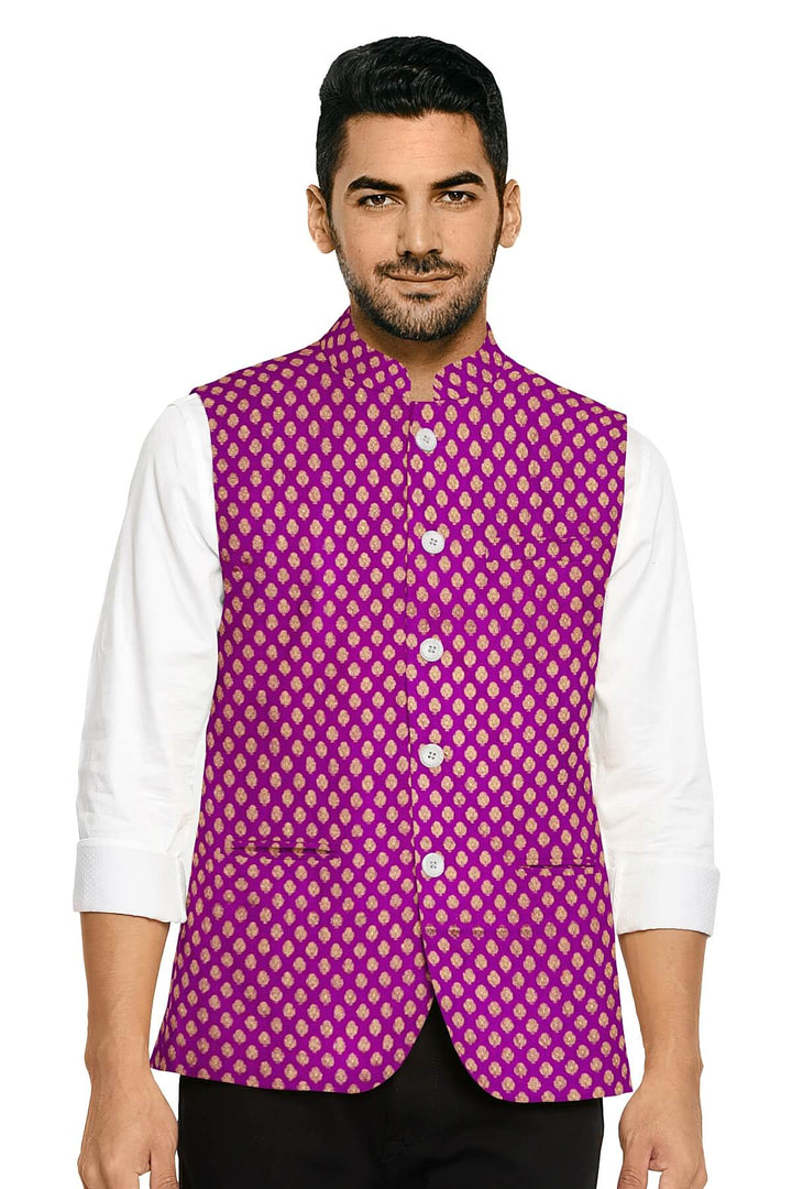 Banarasi  silk fabric in purple  Available in multiples of 1M & 2.5M