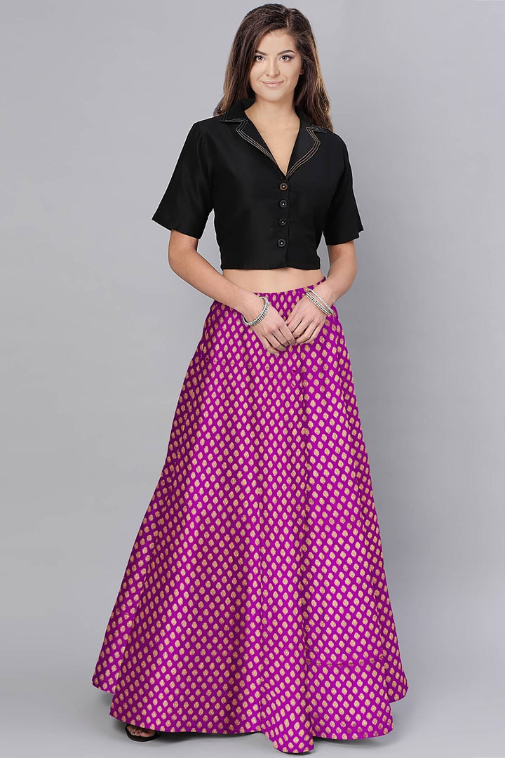 Banarasi  silk fabric in purple  Available in multiples of 1M & 2.5M