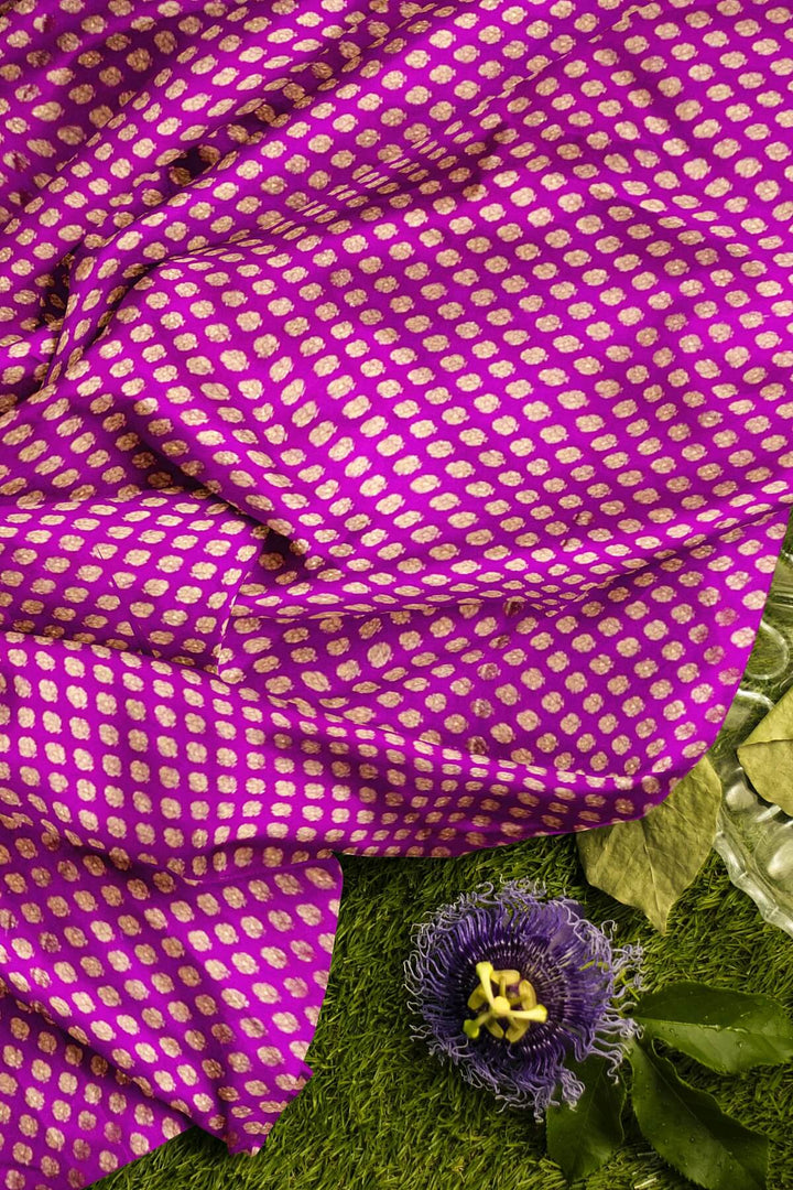 Banarasi  silk fabric in purple  Available in multiples of 1M & 2.5M