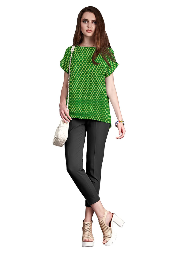 Banarasi  silk fabric in green  . Available in multiples of 1M & 2.5M