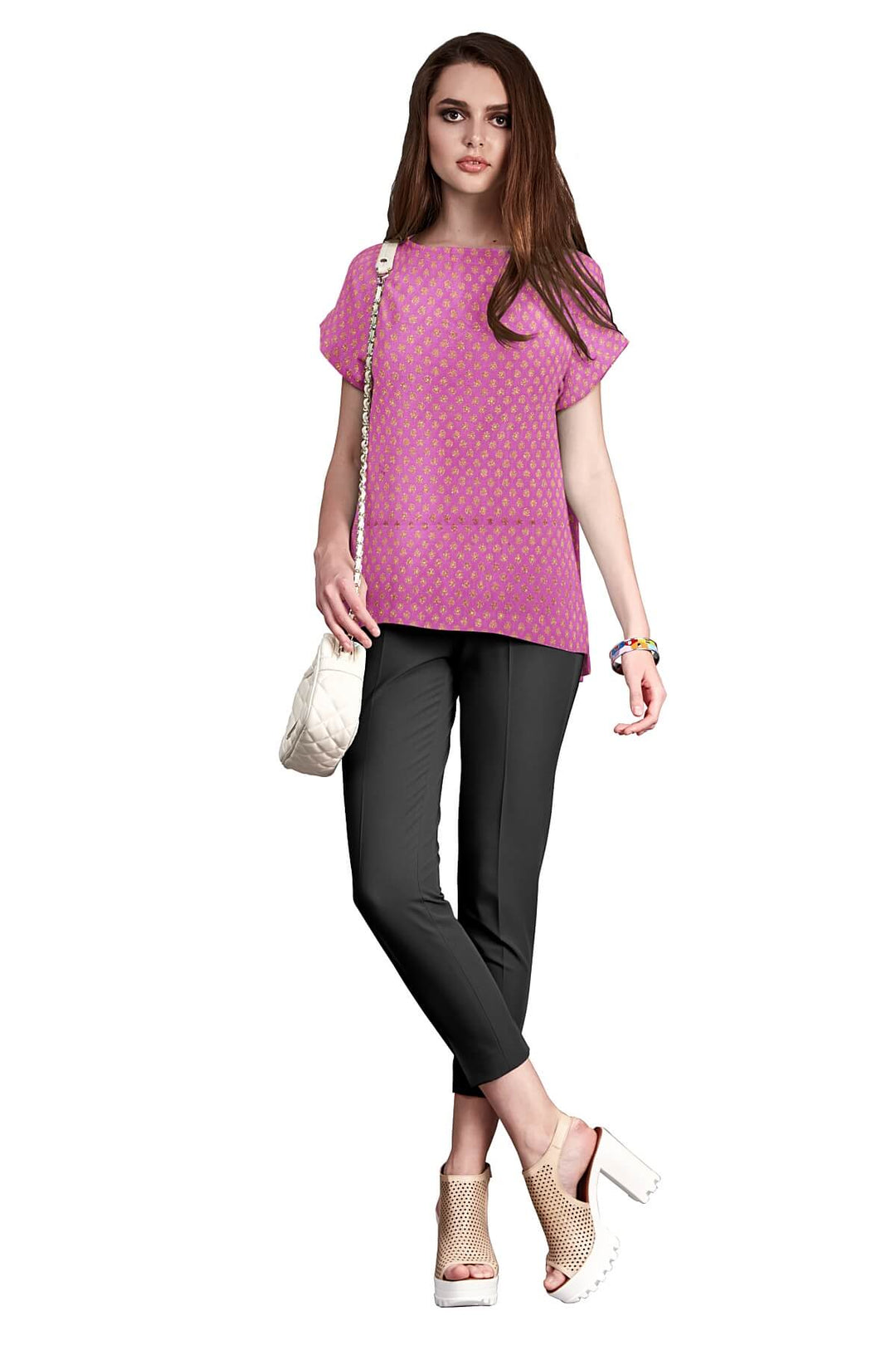 Banarasi  silk fabric in onion pink  . Available in multiples of 1M & 2.5M