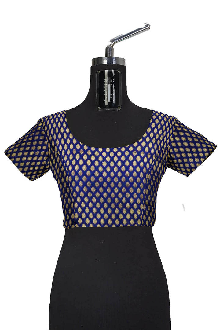 Banarasi  silk fabric in navy blue . Available in multiples of 1M & 2.5M