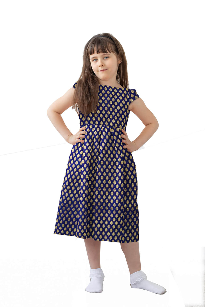 Banarasi  silk fabric in navy blue . Available in multiples of 1M & 2.5M