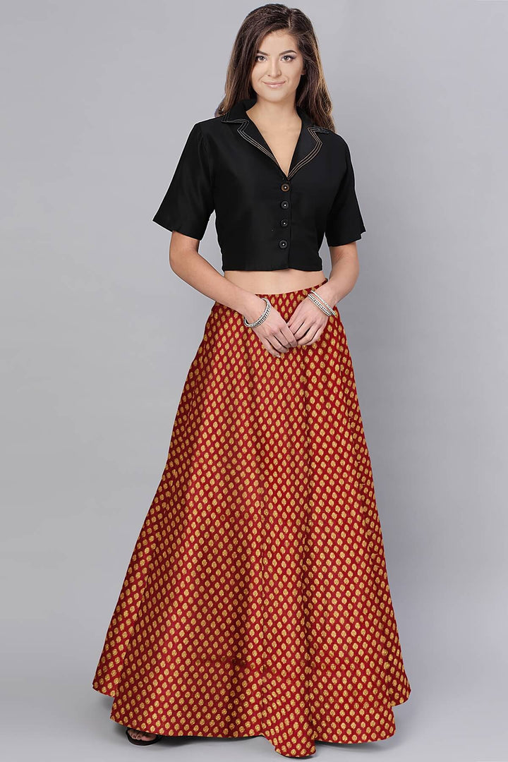 Banarasi  silk fabric in maroon . Available in multiples of 1M & 2.5M