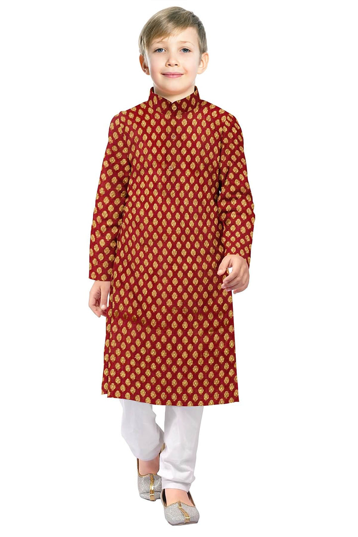 Banarasi  silk fabric in maroon . Available in multiples of 1M & 2.5M