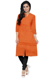 Banarasi  silk fabric in orange. Available in multiples of 1M & 2.5M