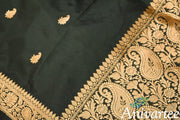 Banarasi katan pure silk dupatta in black with buttis and a rich zari border