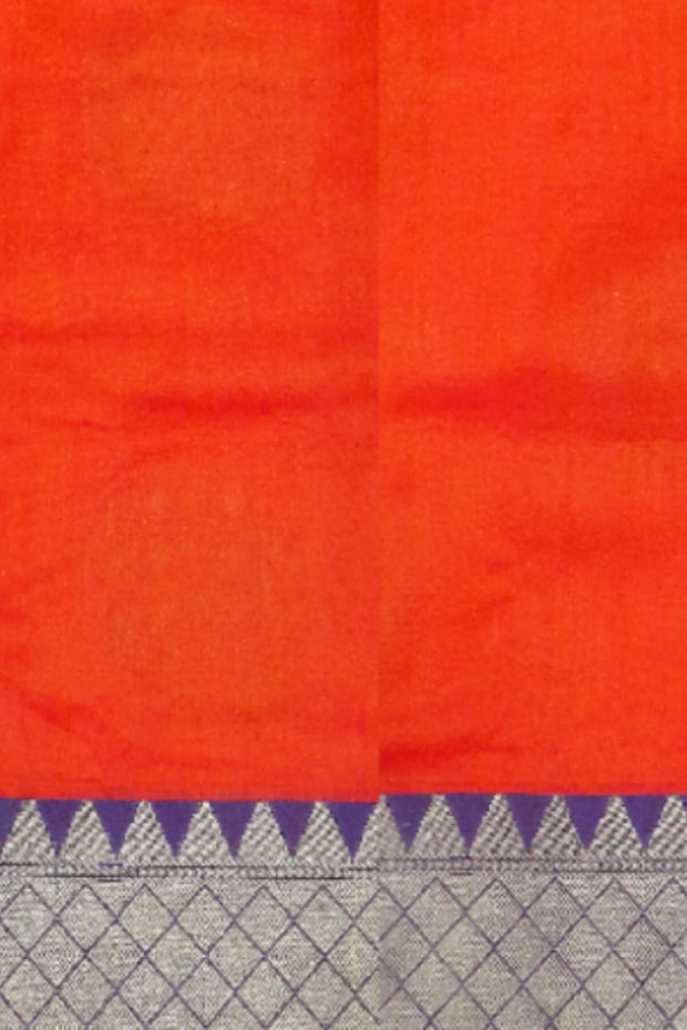 Banarasi silk organza unstitched lehenga material in pinkish orange