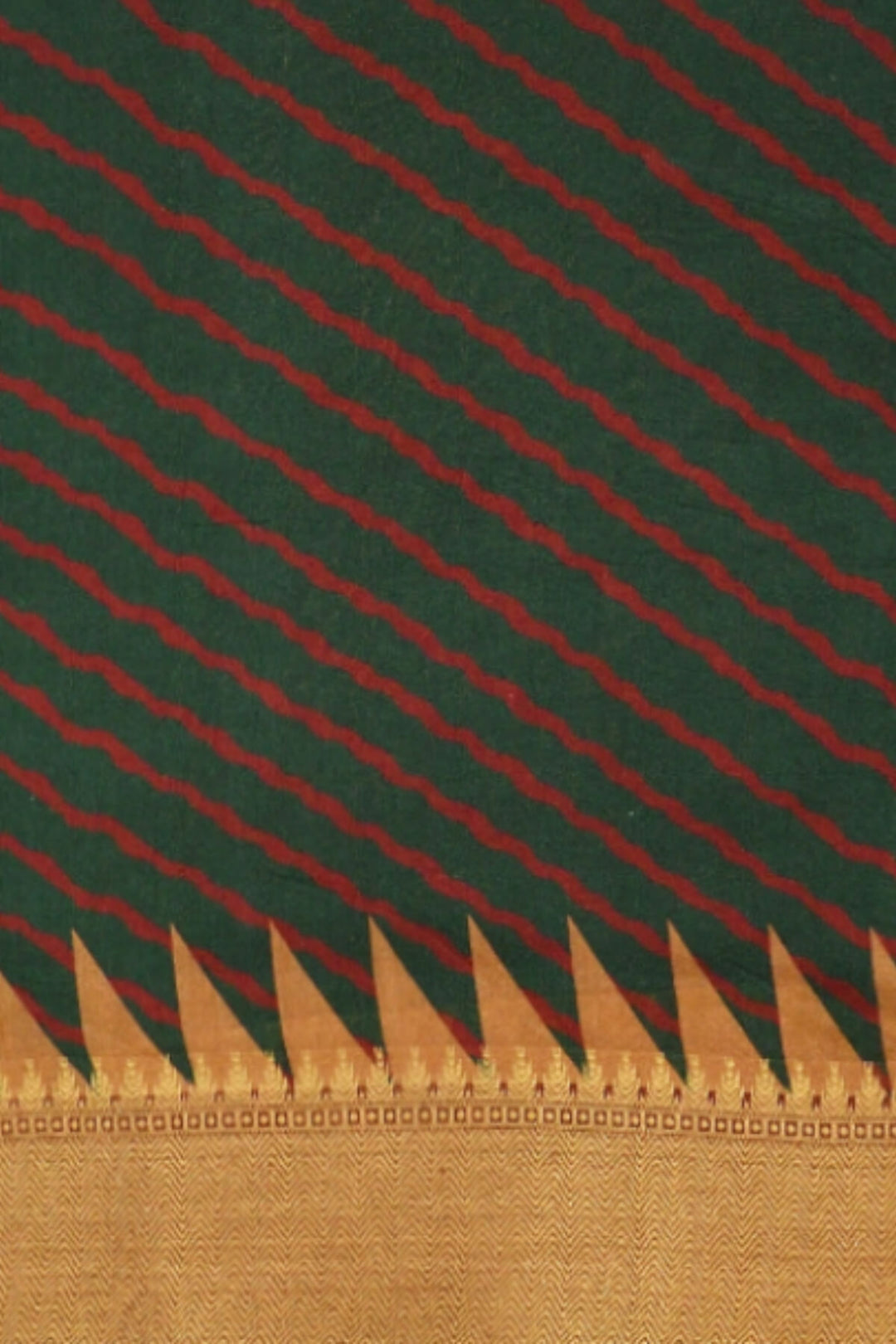 Beautiful printed  moonga silk saree in dark green