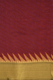 Beautiful printed moonga  silk saree in burgundy with floral & bird motifs .
