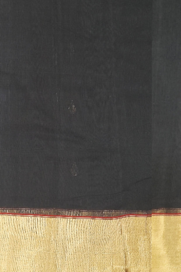Handloom Chanderi silk cotton saree in black