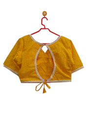 Hakoba pure  cotton  blouse in yellow with lace work