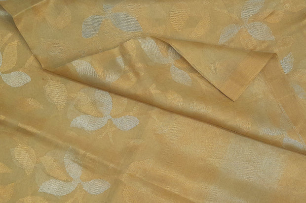 Muslin silk dupatta in gold with all over jamdani weave
