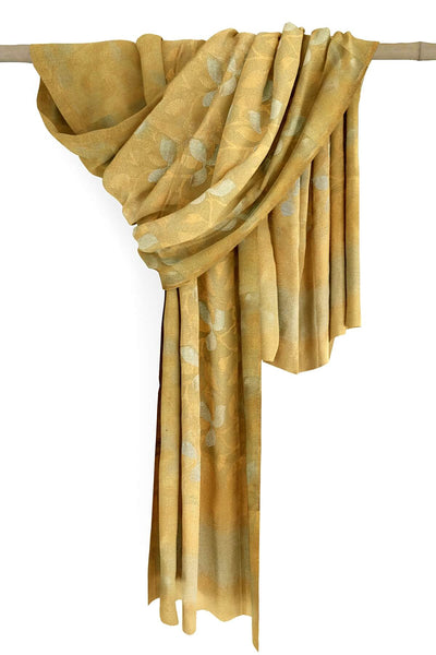 Muslin silk dupatta in gold with all over jamdani weave