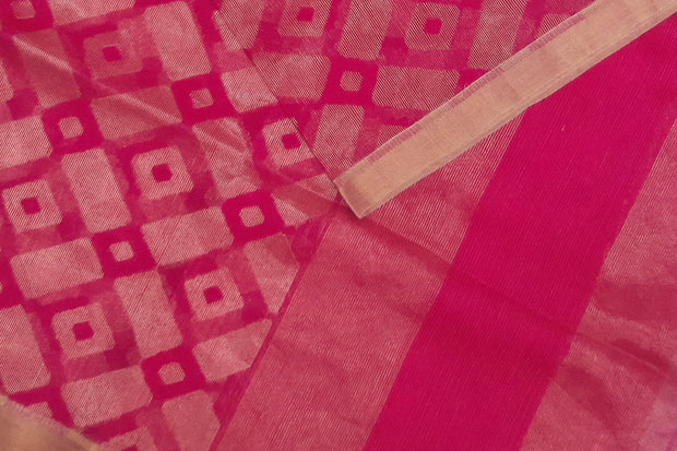 Muslin silk dupatta in pink with all over jamdani weave