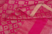 Muslin silk dupatta in pink with all over jamdani weave