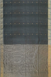 Matka silk saree in black with small  zari  motifs.