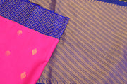 Gadwal pure silk saree in pink and blue  checks border