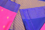 Gadwal pure silk saree in pink and blue  checks border