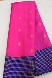 Gadwal pure silk saree in pink and blue  checks border
