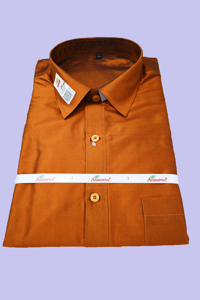 Pure silk shirt in honey colour - Full Sleeve