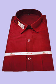 Pure silk shirt in maroon - Full Sleeve