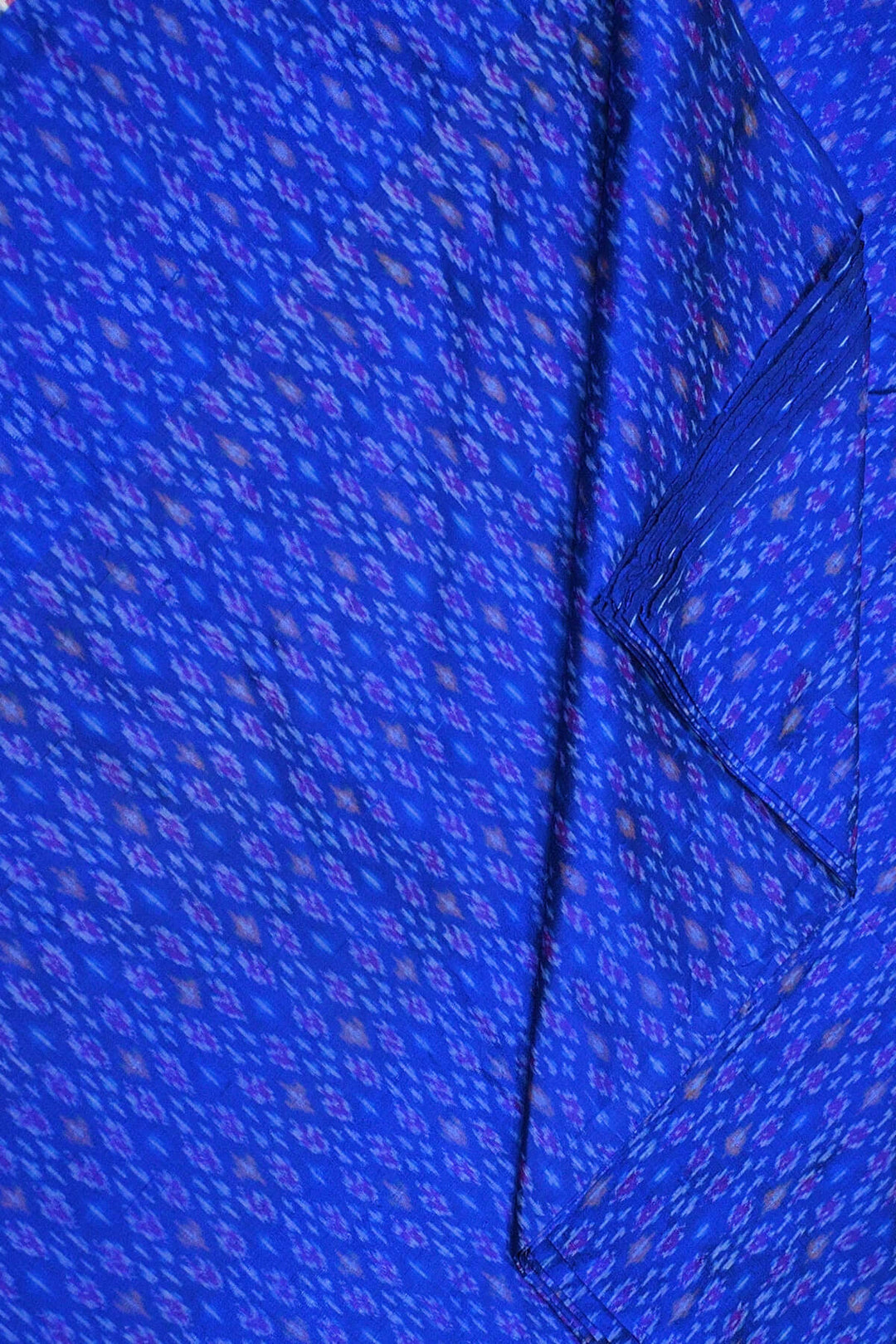 Handwoven Ikkat pure silk  fabric in dupioni finish in blue