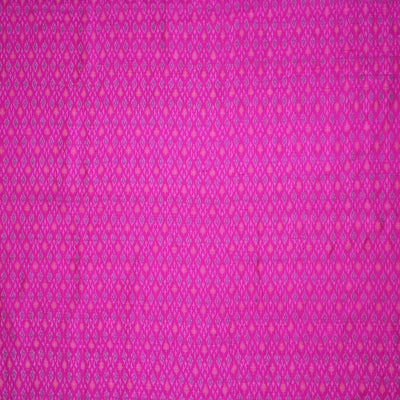 Handwoven Ikkat pure silk   fabric in dupioni finish in pink