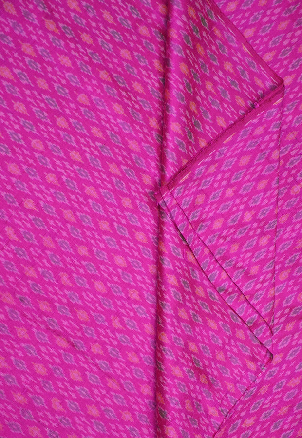 Handwoven Ikkat pure silk   fabric in dupioni finish in pink