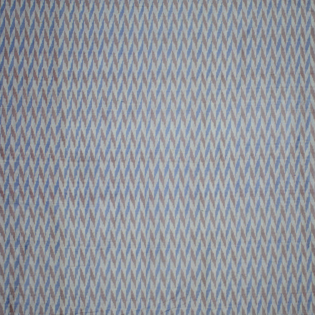 Handwoven Ikkat pure silk fabric in dupioni finish in silver