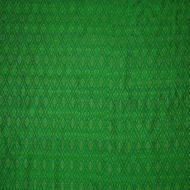 Handwoven Ikkat pure silk  fabric in dupioni finish in green
