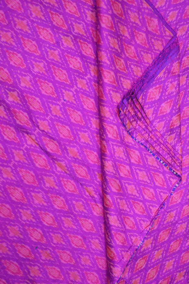 Handwoven Ikkat pure silk   fabric in dupioni finish in purple