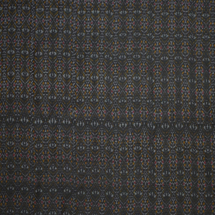 Handwoven Ikkat pure silk  fabric in dupioni finish in black.