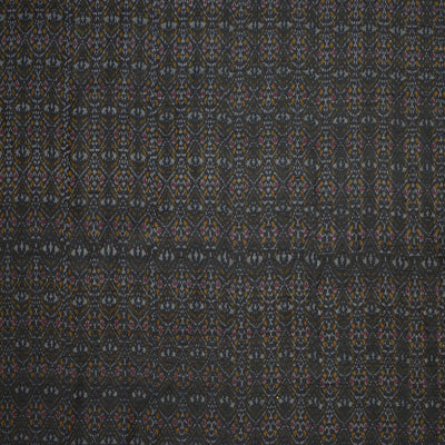Handwoven Ikkat pure silk  fabric in dupioni finish in black..