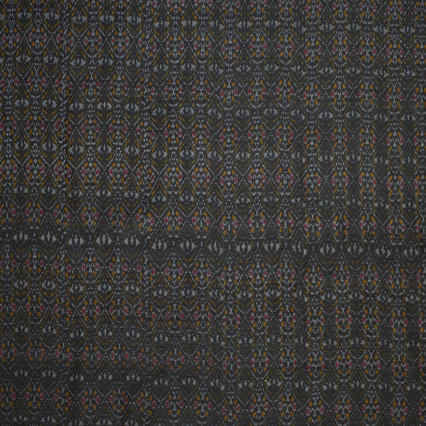 Handwoven Ikkat pure silk  fabric in dupioni finish in black.