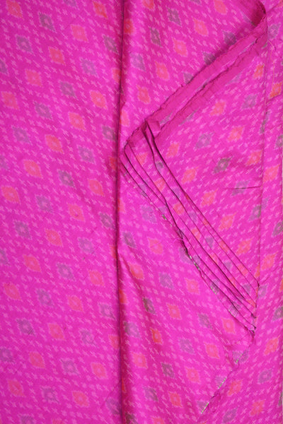Handwoven Ikkat pure silk   fabric in dupioni finish in pink.