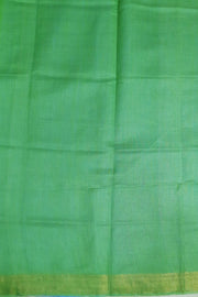 Handwoven Eri pure silk saree in aqua blue with  striped pallu.