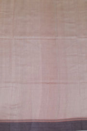 Handwoven Eri pure silk saree in slate grey with  striped pallu.