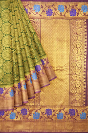 Handwoven  Gadwal pure silk brocade saree with big  buttis all over the body