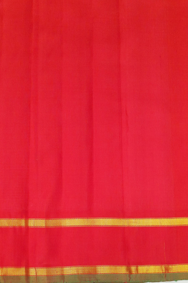 Handwoven Gadwal pure silk saree in off white with fine checks and gold buttis.