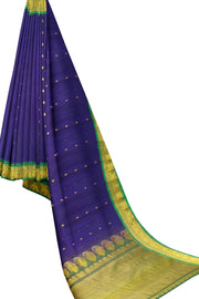Handloom Gadwal SICO (silk cotton ) saree in royal blue & green
