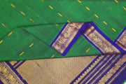 Handloom Gadwal SICO (silk cotton ) saree in green & blue