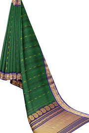 Handloom Gadwal SICO (silk cotton ) saree in green & blue