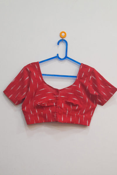 Ikat cotton blouse in red