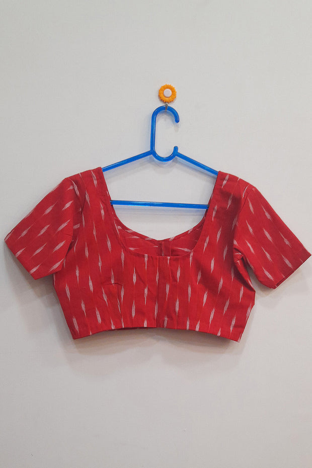 Ikat cotton blouse in red
