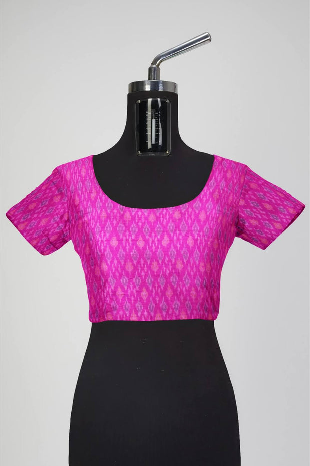 Handwoven Ikkat pure silk   fabric in dupioni finish in pink
