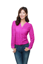 Handwoven Ikkat pure silk   fabric in dupioni finish in pink