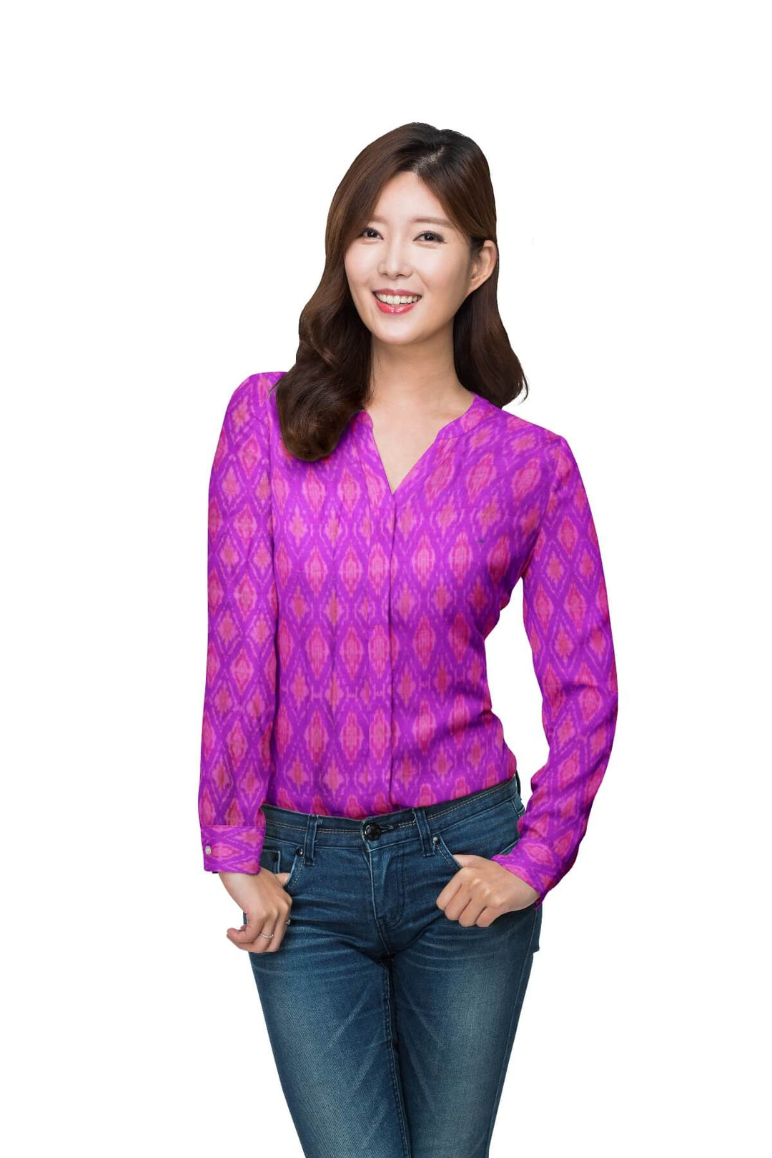 Handwoven Ikkat pure silk   fabric in dupioni finish in purple