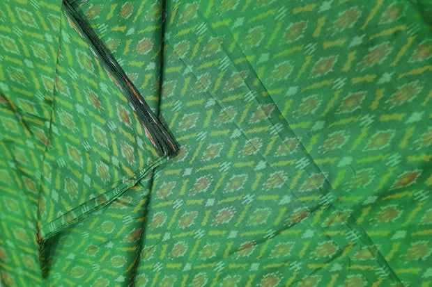 Handwoven Ikkat pure silk  fabric in green