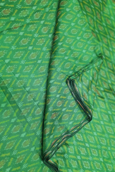Handwoven Ikkat pure silk  fabric in green